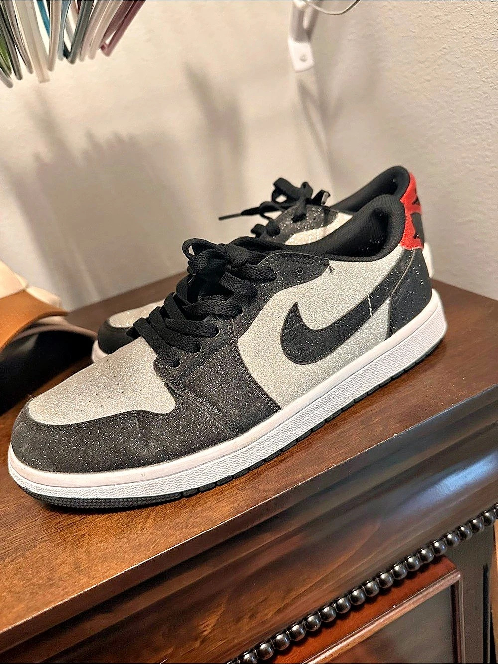 Nike Air Jordan 1 Low Black & Silver Sneakers US 8.5